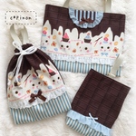 チョコレート キャッツ♡ふた付き レッスンバッグ 3点セット*入園グッズ・入学グッズ 女の子 猫