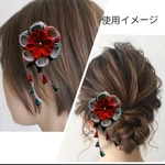 【再販】つまみ細工髪飾り　レトロモダンなヘアクリップ