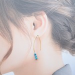 天然石ターコイズ　ワイヤー アメリカンピアス フープピアス　フープピアス　　ターコイズブルー　ターコイズグリーン　フープピアス　シルバー　ゴールド　