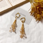 パールシャワー ビーズ ロングピアス ゴールドピアス 樹脂 アレルギー対応 結婚式 ウェディング 卒業式 入学式 パーティー お呼ばれ サークル