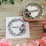 【受注制作】～ flower アリスうさぎ ＆ Thank you～ 消しゴムはんこ ２点セット ～ 