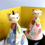 安藤喜代子　パッチワークネコのお雛様大A