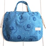『きんちゃくbag』▼北欧テイスト/タンポポbrooch（ブルーグレー)▼