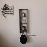 フック付 『Tatte－ブラウン』　ウォールシェルフ　ウォールラック　トイレ収納　壁掛け　賃貸