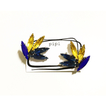 blue×yellow vintage SWAROVSKI イヤリング