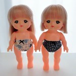 メルちゃんサイズ　パンツ２枚セット　ハート　紺水玉