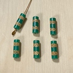 VINTAGE GREEN GOLD DESIGN CUBE BEADS