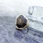 ゴールデンオブシディアンと真鍮のリング
