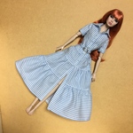 [Char****e様専用] ワンピース 水色縞【Barbie FR PoppyParker 12インチ ドール服】