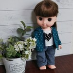 ソランちゃん服 パーカー、トップス、ズボン３点セット ブルーグリーン