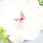 春爛漫桜と蝶のネックレス（ピンク）
