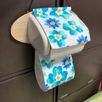 【花柄　水色】 トイレットペーパーホルダーカバー 