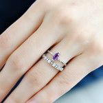 恋愛成就 愛の守護石 アメジストの指輪 リング ピンキーリング 重ね付けにも～　2月の誕生石