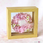 (再販）特集掲載  ひめ桜のリース～2021’新花手作り花かんざしのプレミアム桜リース～ガラスの中のナチュラル額縁アート ～ 桜リースインテリア～桜色の無料ラッピング