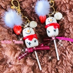 スノーマンのマシュマロポップのバッグチャーム