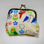 鳥たちのがま口財布（ホワイト）