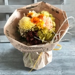 新作♡Welcomeブーケ♡　花束　華やかなブーケ　 Clio(クリオ）イエローオレンジ　フラワーギフトウェディング　結婚祝　お誕生日お祝いプリザーブドフラワー ブライダル 母の日プレゼント　ひな祭り