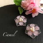 桜色クリアフラワーピアス／イヤリング