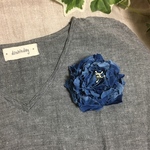 藍染 布 コサージュ