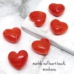  6個)red marble heart beads