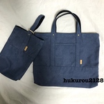 waka様専用ギャラリー♡ヴィンテージ 帆布のレッスンバッグと上履き入れ♡ネイビーブルー