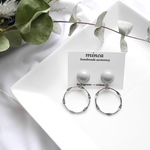 𓐍グレー×デザインシルバーリング𓐍ピアス/イヤリング 大ぶり   秋  冬　インポート　　