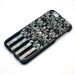 iPhoneXS/XSmax対応★iPhone/Xperia/Galaxy スマホケース（ダマスク×ストライプ）[螺鈿アート・天然貝ケース]