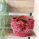 送料無料♡バラ モチーフ フラワー トートバッグ グラデーションカラー 【マルシェバッグ】赤 ワインレッド