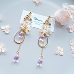 pink flower しずく イヤリングorピアス
