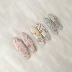 リバティぱっちん留め（オーバル4cm/5cm）/Mille Fleurs 2個セット