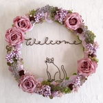 のんびり猫のWelcomeローズガーデンリース
