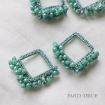 ( 2pcs ) 27×37mm 編み込みビーズ 菱形チャーム エメラルド〔CH-076GR〕