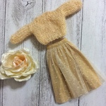 ブライス人形・リカちゃん人形のハンドメイド洋服＊パステルイエローのセーターとチュールスカートの２点セットです。