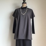 再販＊ポケット付き＊フレンチスリーブチュニック 【ブラウン】 