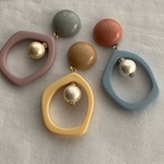  選べるカボション＆パステルフープのピアス／イヤリング