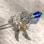 ドール用 魔法の杖  煌めく藍の羽の杖 マジックワンド