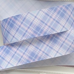 【8602】2m350円 38mm幅 グログランリボン チェック　ブルー