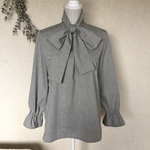 リボンブラウス(グレー)