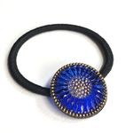 ★再販★ヤグルマギク✴︎コバルトブルー／チェコガラスボタンのヘアゴム27mm
