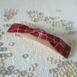 レザーの特大ねじねじバレッタ（ブラウン）
