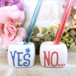 YES/NO歯ブラシ立て＊結婚祝い 新婚さん カップルさん ペン・歯ブラシ・印鑑立て カラー