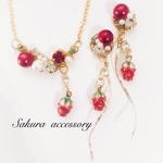【再販12】苺×ツイスト ネックレス ピアス イヤリング セット