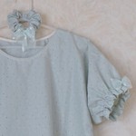 総レースのシュシュ付ブラウス✴︎薄ミント
