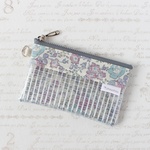 リバティ　ラミネート　ミニポーチ　ミニ財布【Felicite　フェリシテ(ペールブルー＆パープル)】