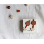 wood×gem stone earring