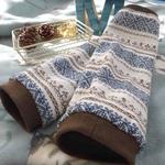 【再販】☆受注製作☆【裏布付き】☆size baby80〜100cm☆レッグウォーマー＊ジャガードニット/ブルー/フォークロア