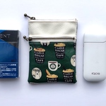 かわいい💖カフェくま柄🐻IQOS(タバコ)(gloグロー)ケース後ろポケット付き2段ファスナーポーチ