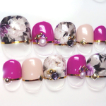 RUNA♪ベリショベージュパープル大人フラワーネイルチップ