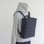 スクエアリュック マチ10cm 黒 / 帆布