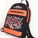 バンビ♪お花♪手刺繍♪リュック♪かわいい♪オリジナル♪バックパック♪バッグ♪キャンバス